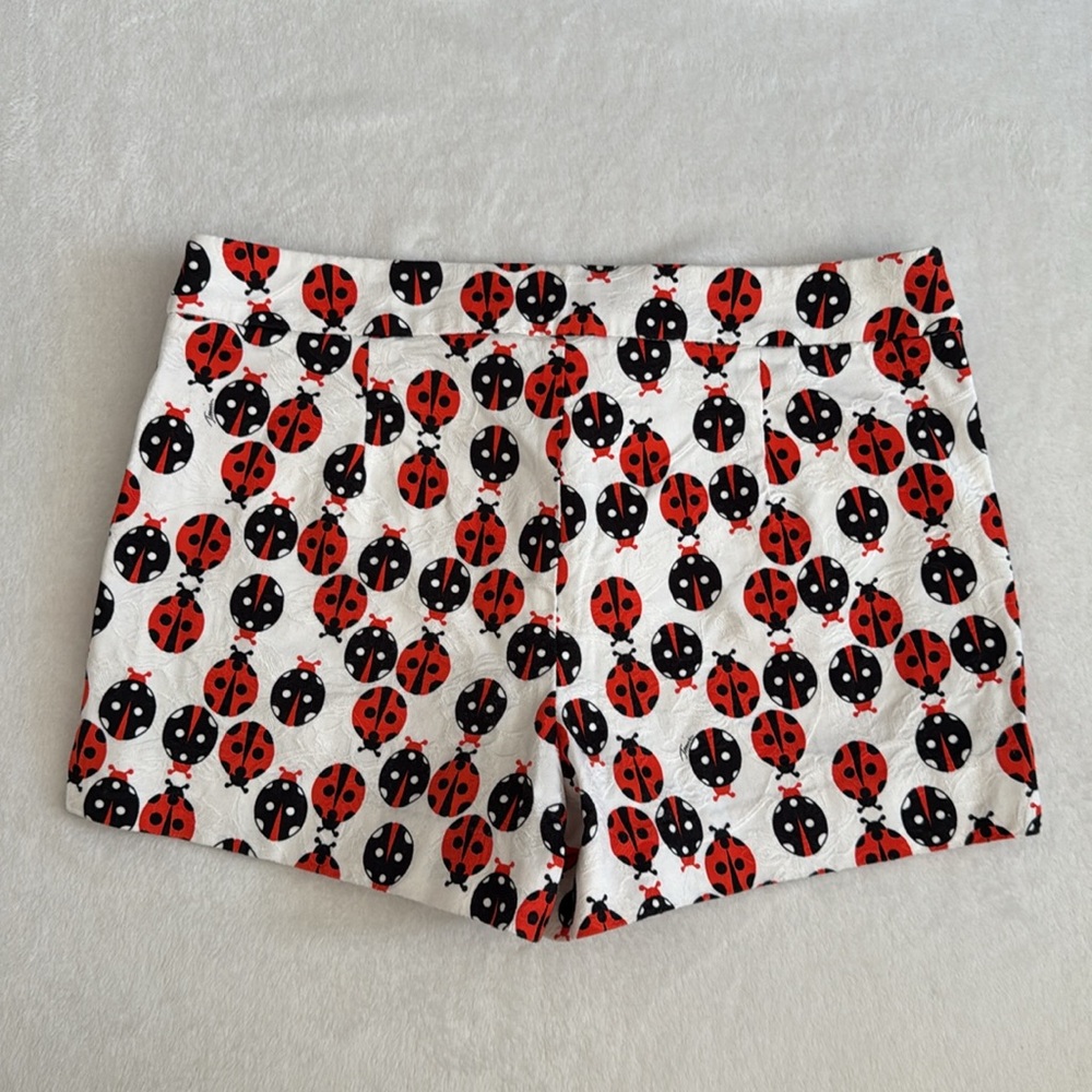 Trina Turk | Corbin Ladybug Print Cotton Stretch Shorts 181505 White/Red/Black 6 - Picture 12 of 16